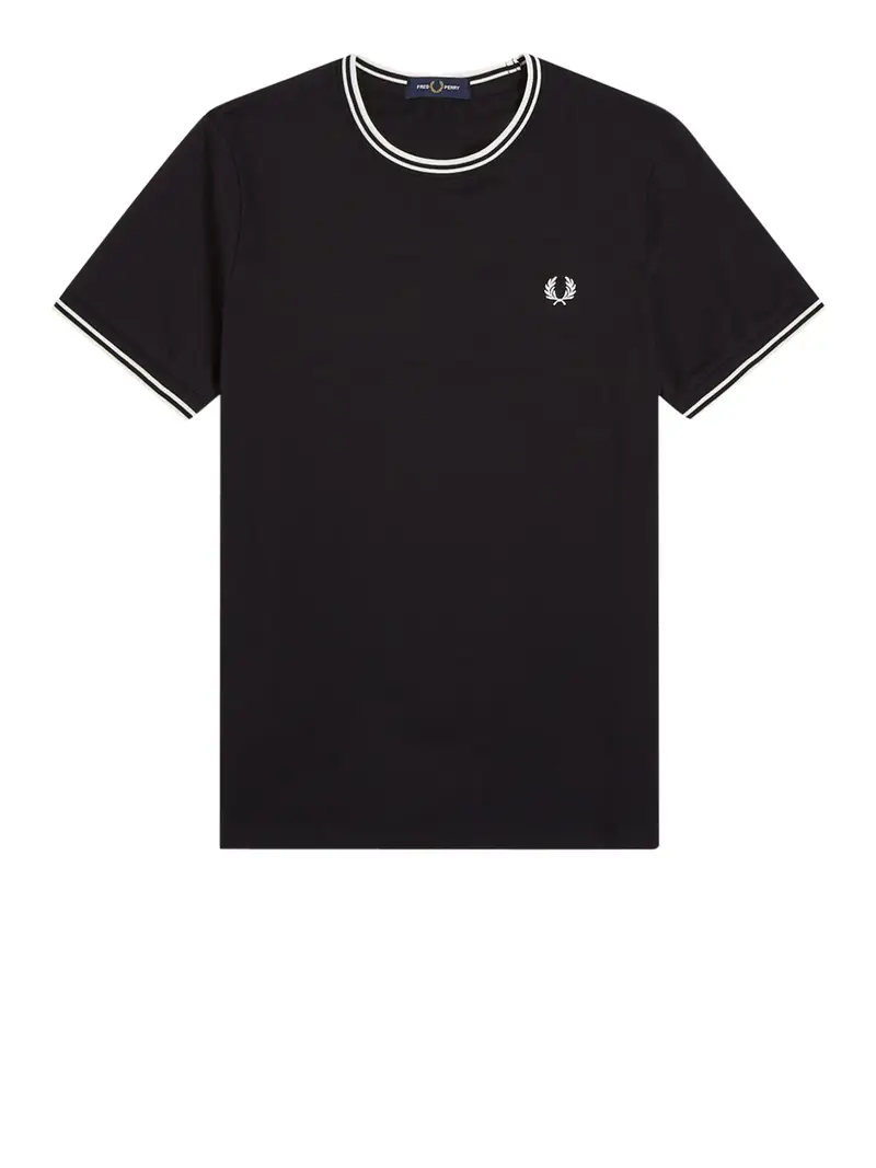 t-shirt fred perry twin tipped da uomo - nero