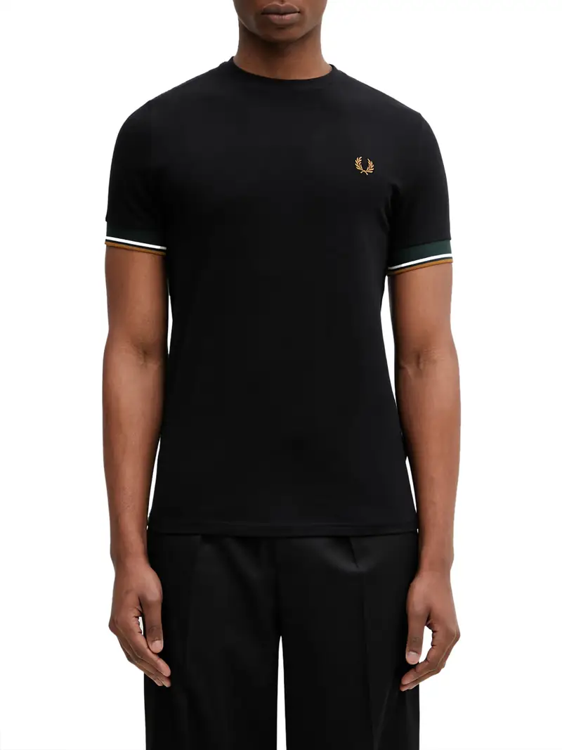 t-shirt fred perry twin tipped da uomo - nero