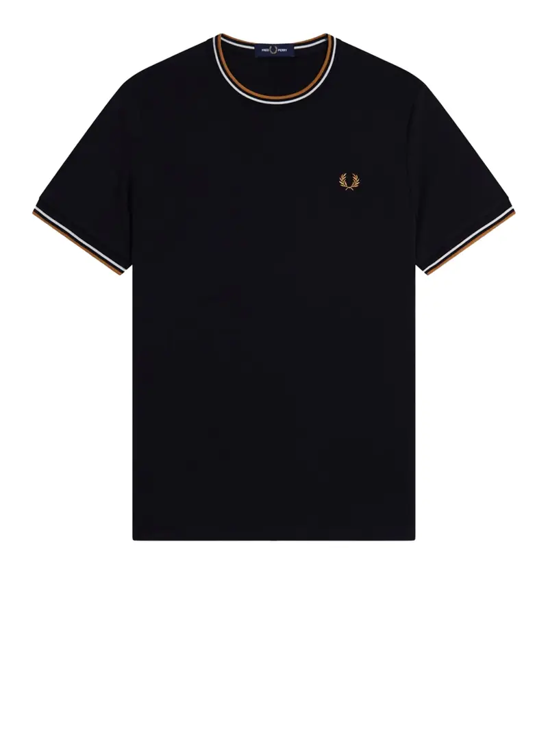 t-shirt fred perry twin tipped da uomo - nero