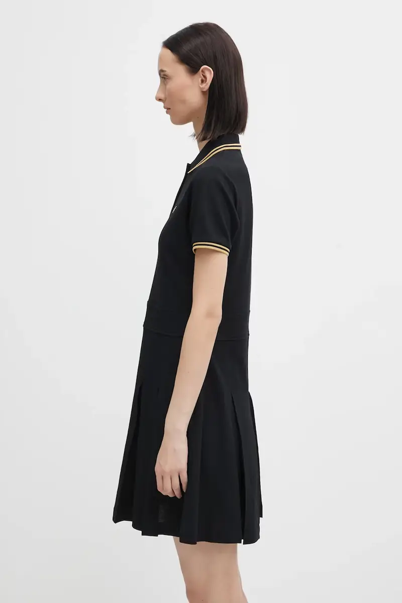 vestito in cotone colore nero D1177 miniatura 2