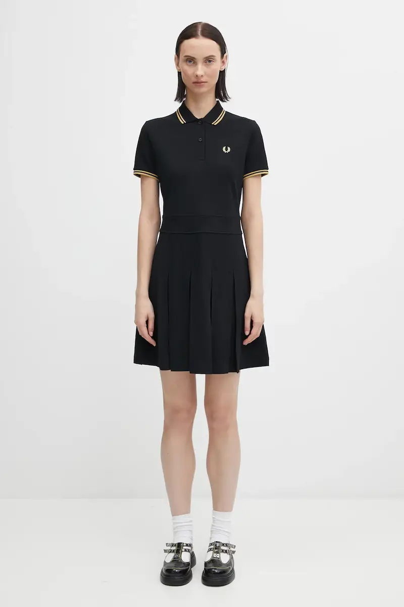 vestito in cotone colore nero D1177 miniatura 5