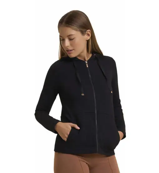 Felpa con cappuccio W - donna Black