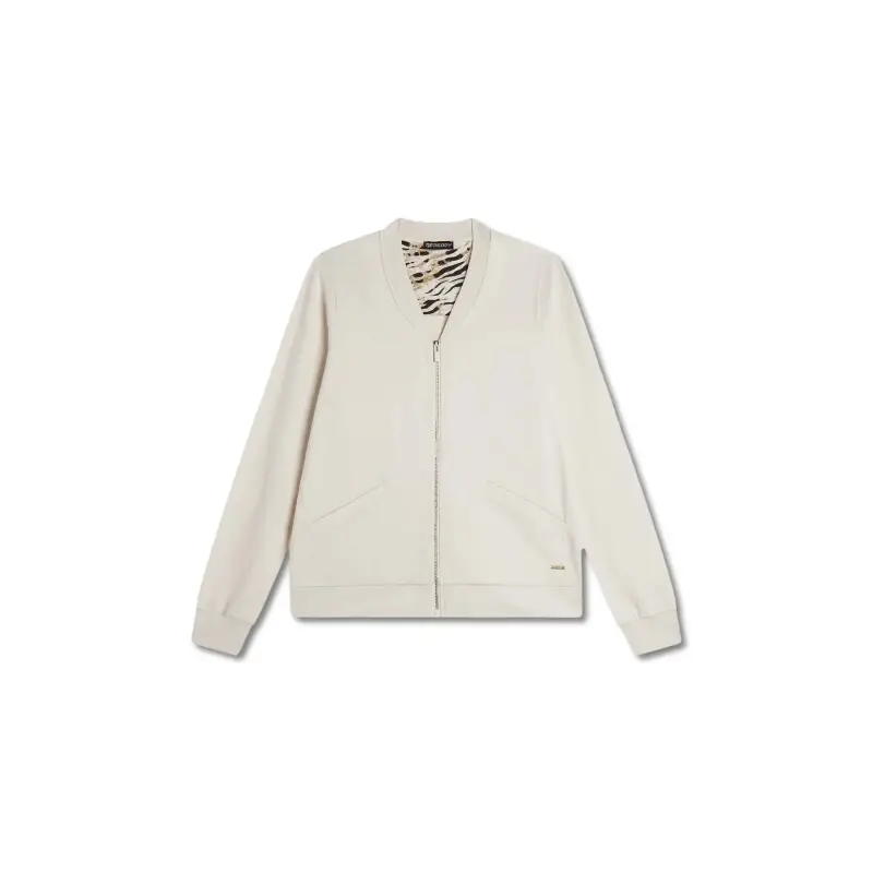 Felpa con zip intera e colletto a costine donna Freddy