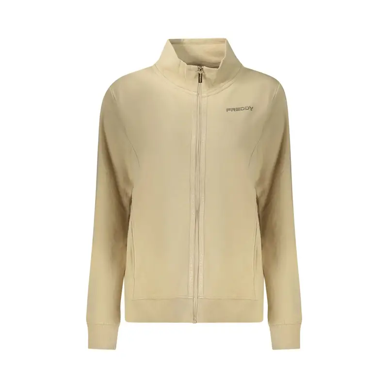 Freddy Felpa Donna beige con Zip e Maniche Lunghe