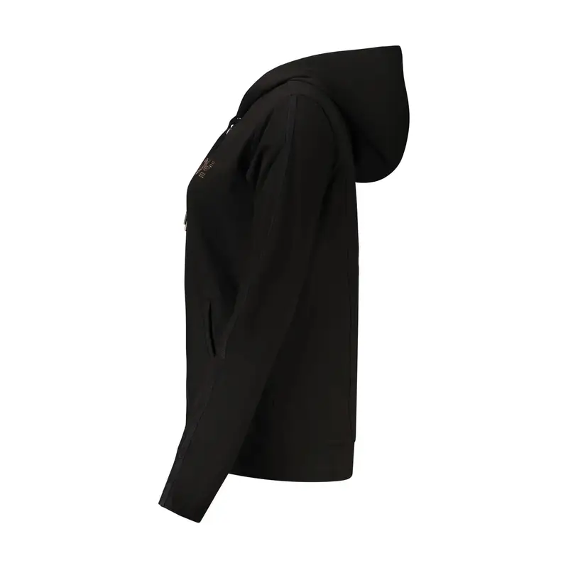 Felpa Maniche Lunghe Donna Nera Zip Nero miniatura 3