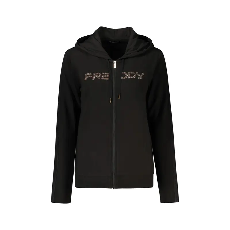 Felpa Maniche Lunghe Donna Nera Zip Nero