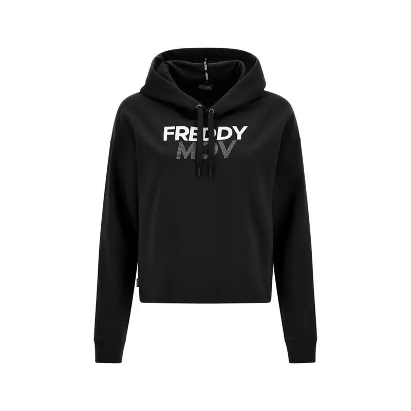 Felpa Palestra Senza Zip Con Cappuccio Nero Logo Donna M