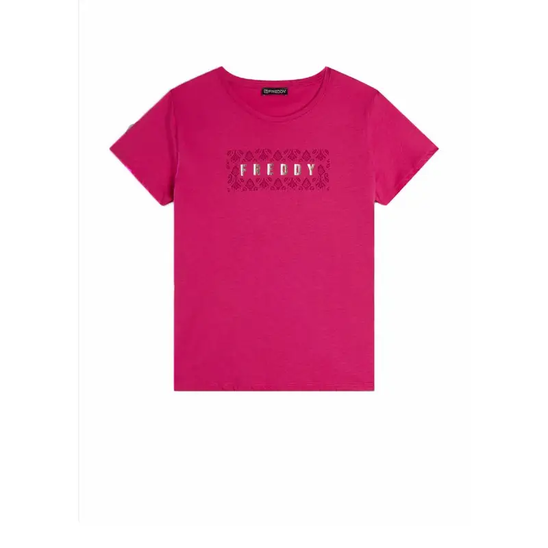 Maglietta Palestra Jersey Leggero Grafica Floreale Fucsia Donna S