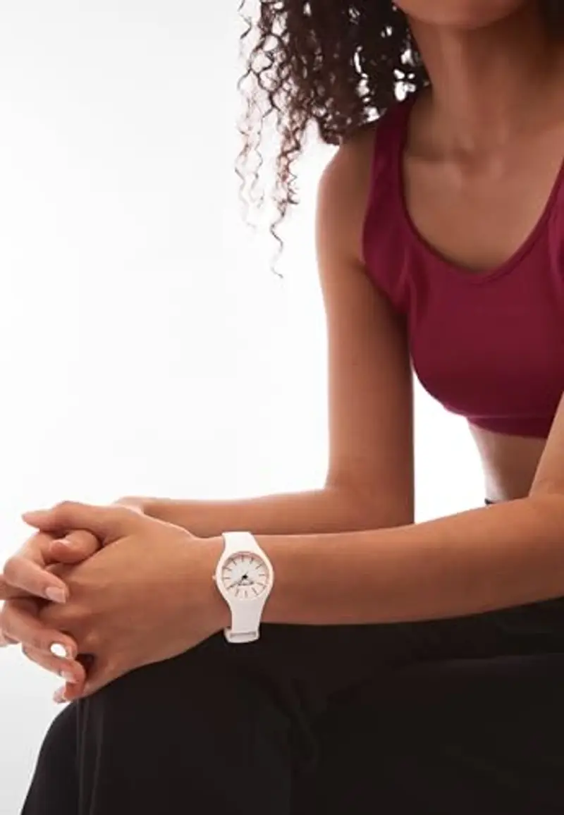 FREDDY Orologio da Polso Donna Rhythm, Rhythm Orologio da Donna in Silicone Bianco e Gold, Cassa Tonda 34 mm miniatura 3