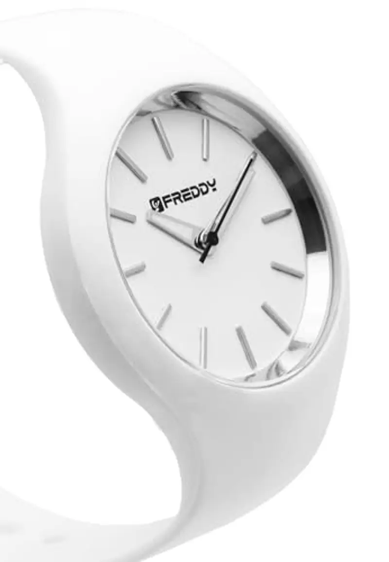 FREDDY Orologio da Polso Donna Rhythm, Rhythm Orologio da Donna in Silicone Bianco e Silver, Cassa Tonda 34 mm miniatura 3