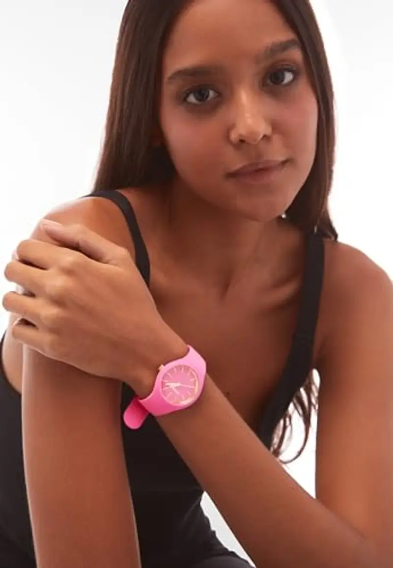 FREDDY Orologio da Polso Donna Rhythm, Rhythm Orologio da Donna in Silicone Fucsia e Gold, Cassa Tonda 34 mm miniatura 3