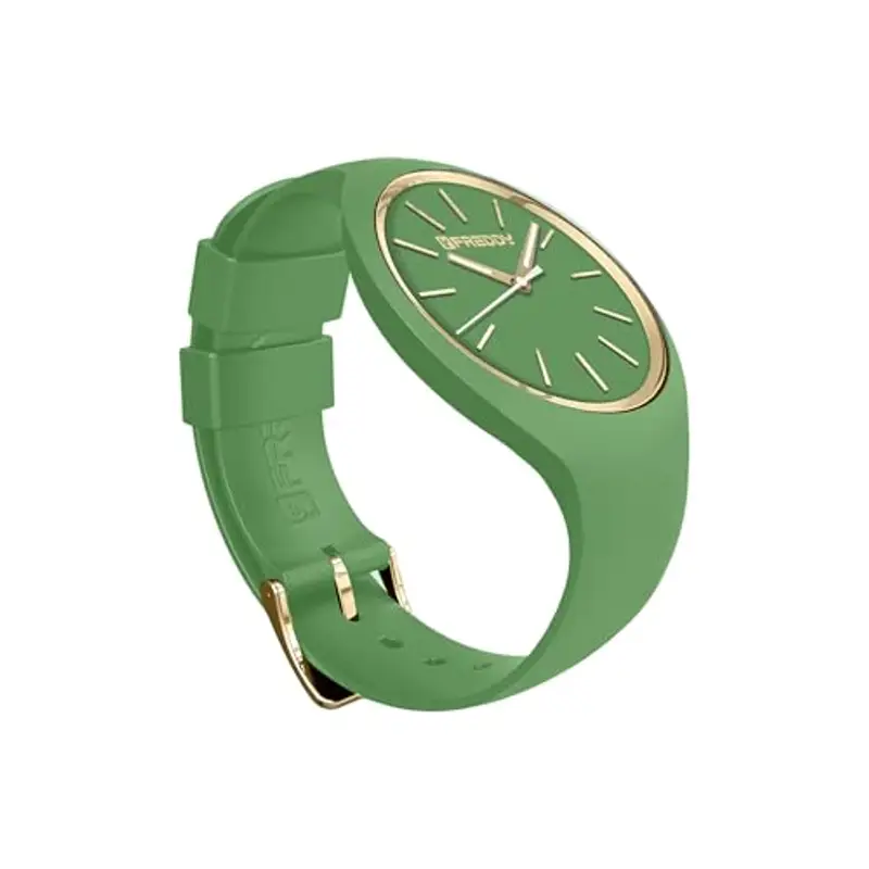 FREDDY - Orologio Donna Cinturino Silicone Verde E Dettagli Oro, Donna, Verde, Unica