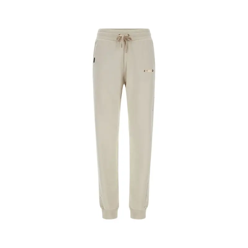 Pantaloni Con Polsino Banda Beige Donna L