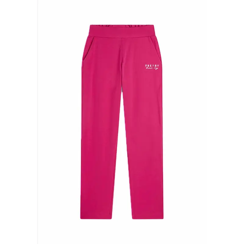 Pantaloni Regular Fit Fondo Dritto Piccoli Spacchi Fucsia Donna L