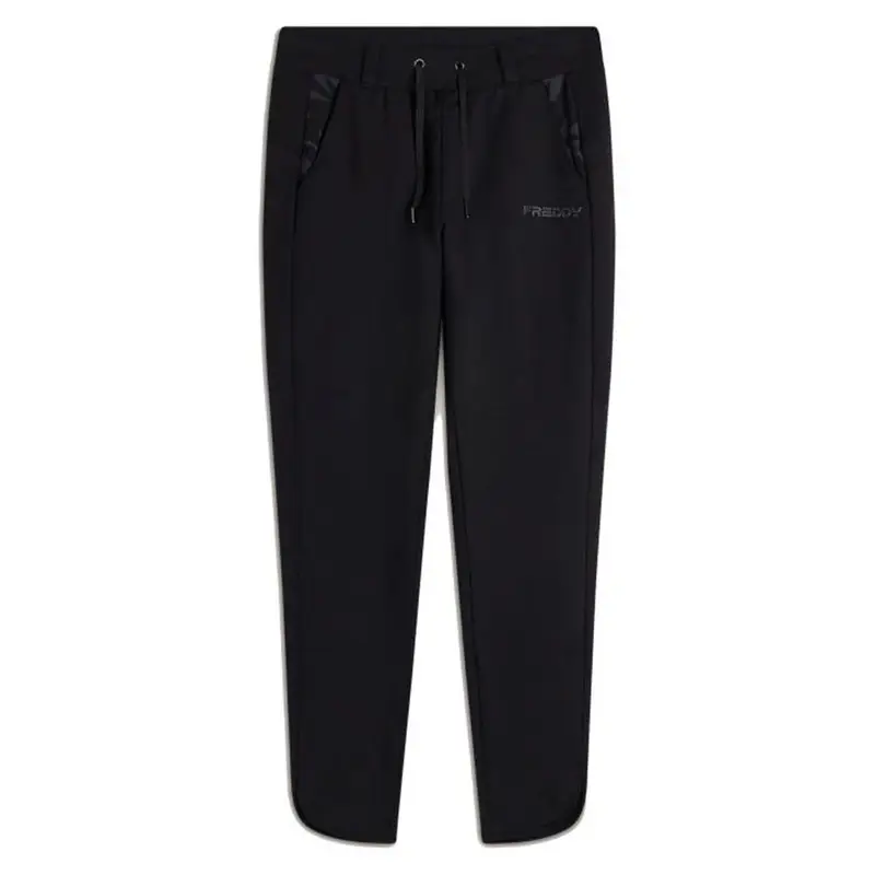 Pantaloni Slim Fit In Felpa Con Apertura Sul Fondo Nero Donna XS