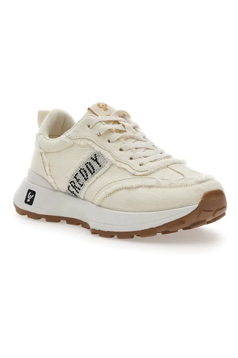 Sneakers in Denim Panna Freddy 7604 [BIANCO] miniatura 2