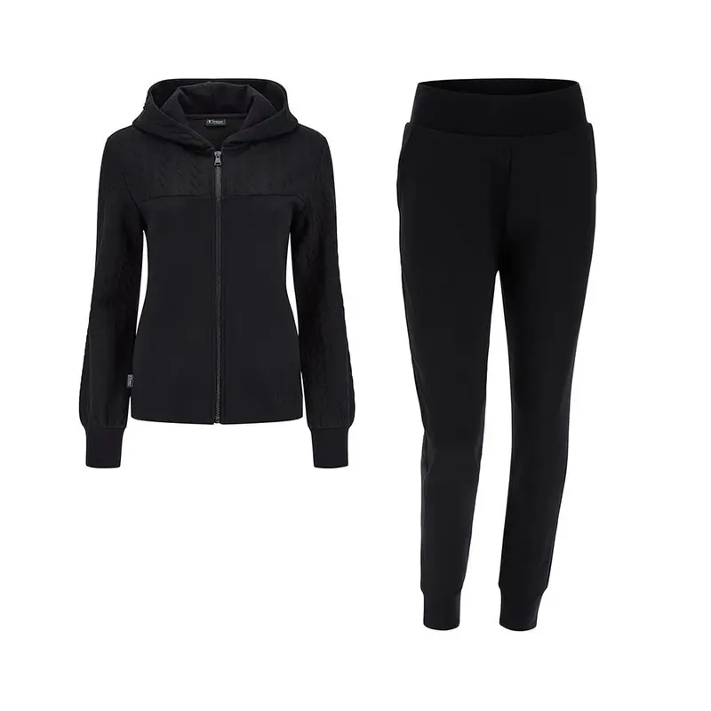 Tuta Sportiva Con Cerniera Piquet Nero Donna XS