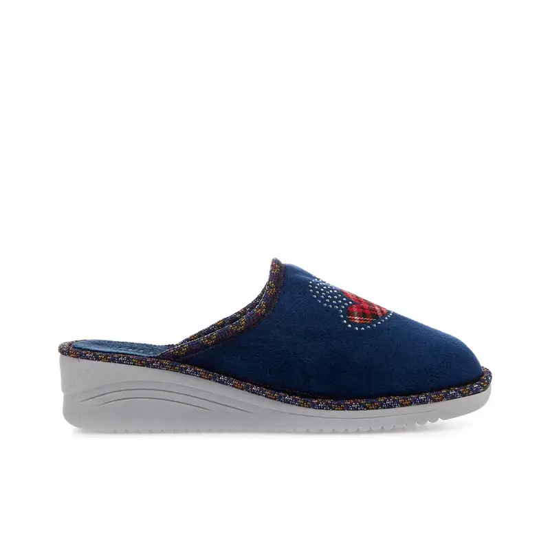 Ciabatte da casa blu con cuori e strass