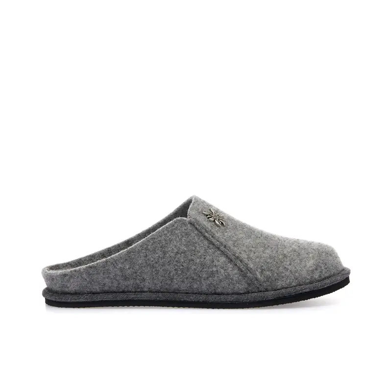 Ciabatte da casa grigie in feltro con fiorellino