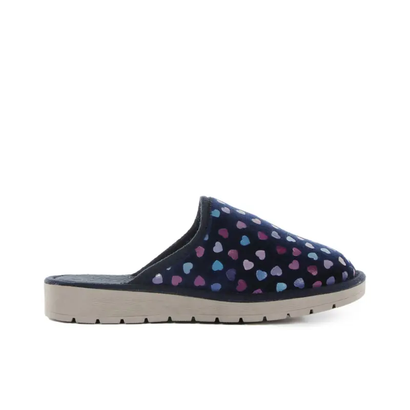 Ciabatte donna blu da casa con cuori