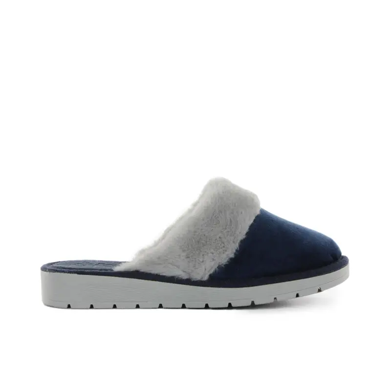 Ciabatte donna blu da casa con inserto in peluche