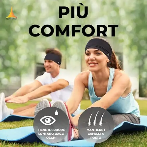 French Fitness Revolution – Fascia Testa Elastica Sportiva per Uomo e Donna – Fascia Antisudore per la Testa per Corsa miniatura 3