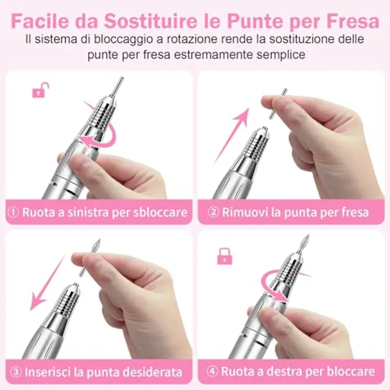 Fresa ELettrica, NAILGIRLS 11 in 1 Fresa Unghie Gel Manicure e Pedicure Elettrico, 35000RPM Velocità miniatura 3