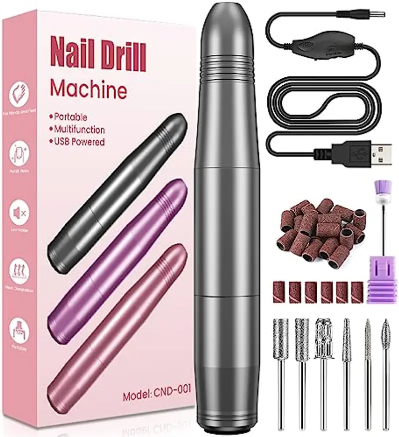 Fresa per Unghie, Fresa per Unghie Professionale 20000 RPM Velocità Regolabil, Fresa Unghie in Gel/Semipermanente per Casa e Salone Usare, Manicure Elettrico e Pedicure Regalo per Ragazze Donne