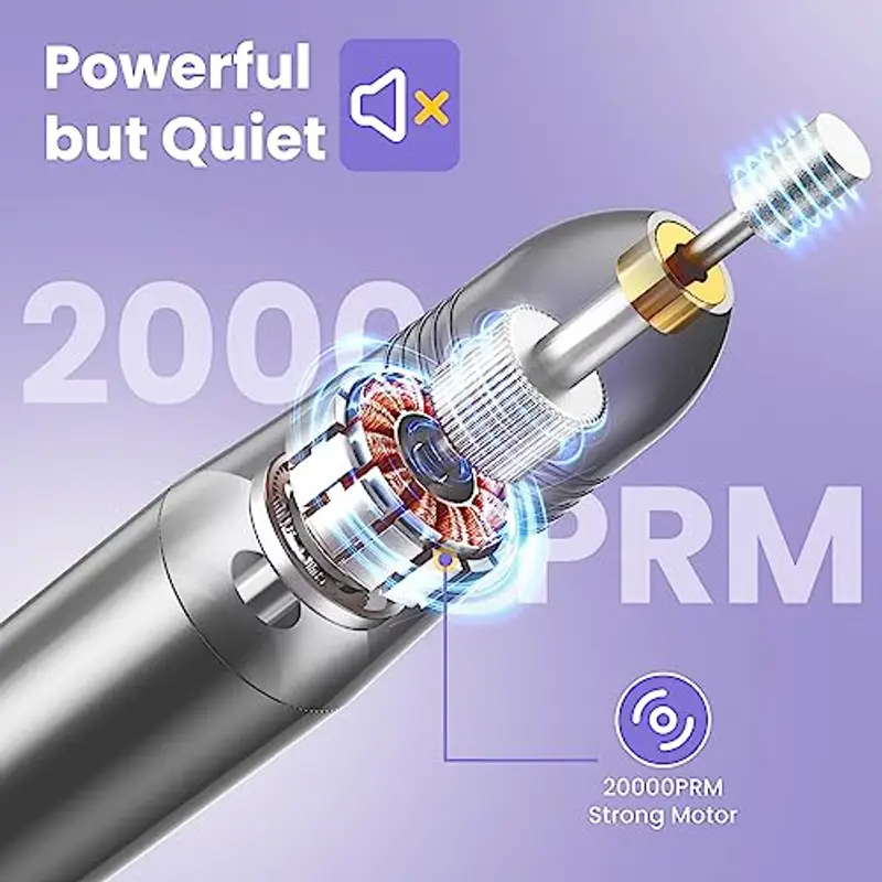 Fresa per Unghie, Fresa per Unghie Professionale 20000 RPM Velocità Regolabil, Fresa Unghie in Gel/Semipermanente per Casa e Salone Usare, Manicure Elettrico e Pedicure Regalo per Ragazze Donne miniatura 3