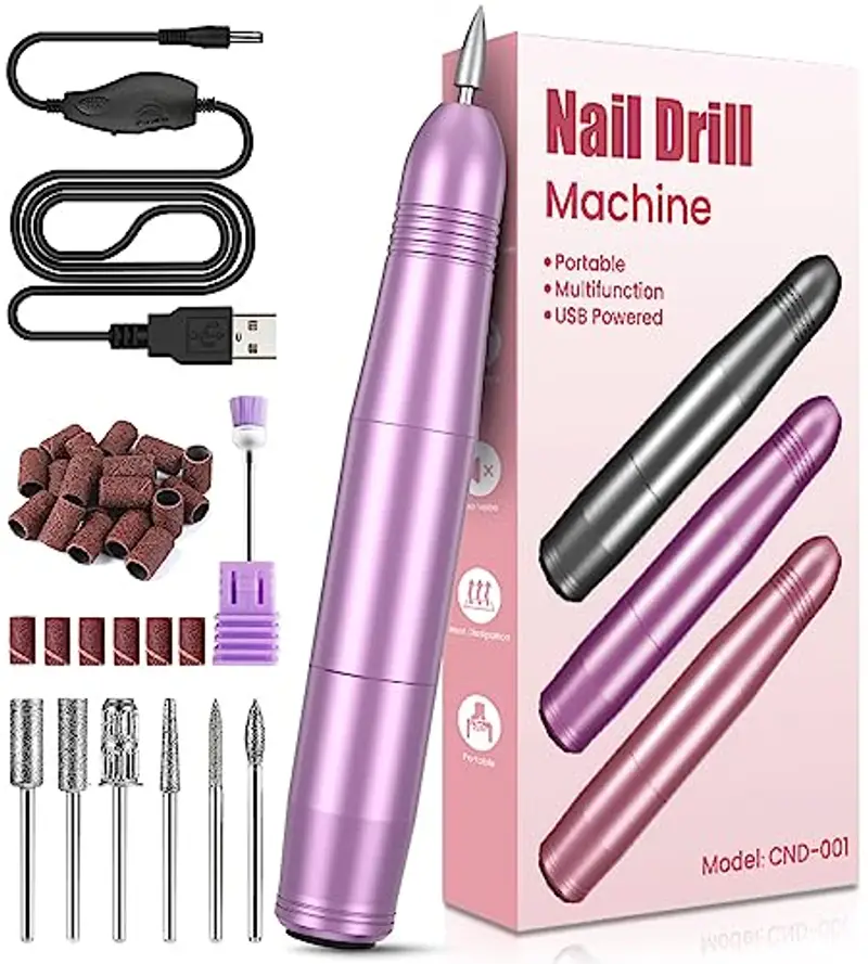 Fresa per Unghie, KOOFIT Fresa per Unghie Professionale, Manicure Elettrico e Pedicure, 20000 RPM Velocità Regolabil Lima Unghie Elettrica con Casa e Salone Usare, Regalo per Ragazze Donne Mamma