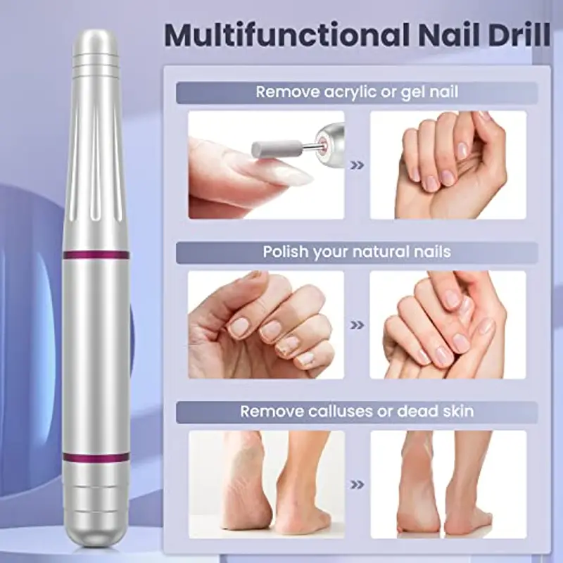 Fresa per Unghie Professionale, BICKON Manicure Elettrico e Pedicure Set con 11 Punte, Sicuro e Silenzioso, 0~20000 RPM miniatura 2