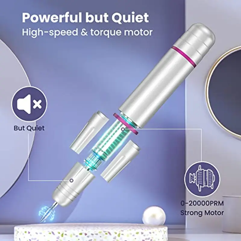 Fresa per Unghie Professionale, BICKON Manicure Elettrico e Pedicure Set con 11 Punte, Sicuro e Silenzioso, 0~20000 RPM miniatura 3