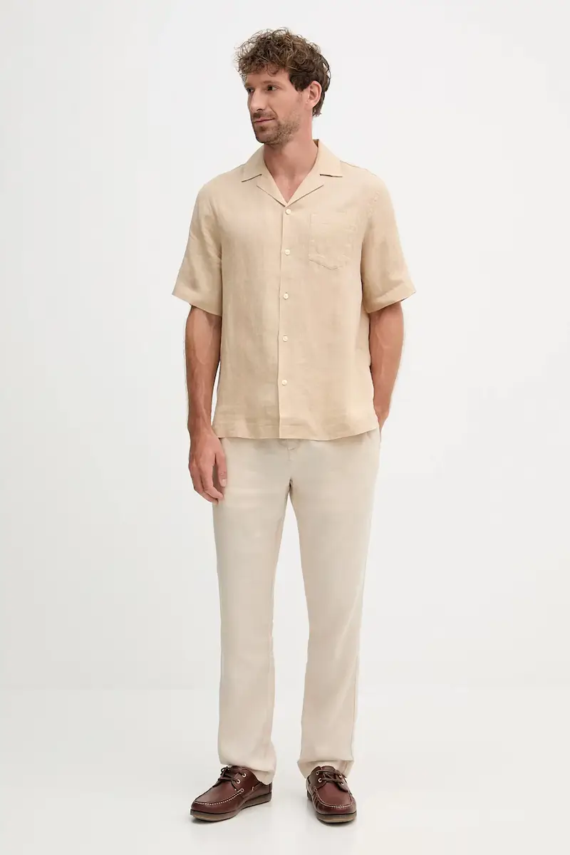 camicia di lino uomo colore beige 2029.523 miniatura 2