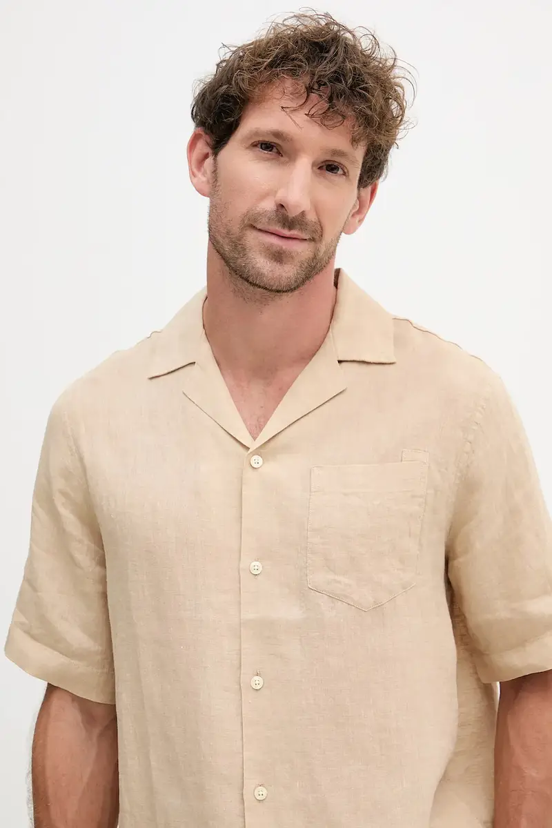 camicia di lino uomo colore beige 2029.523 miniatura 4