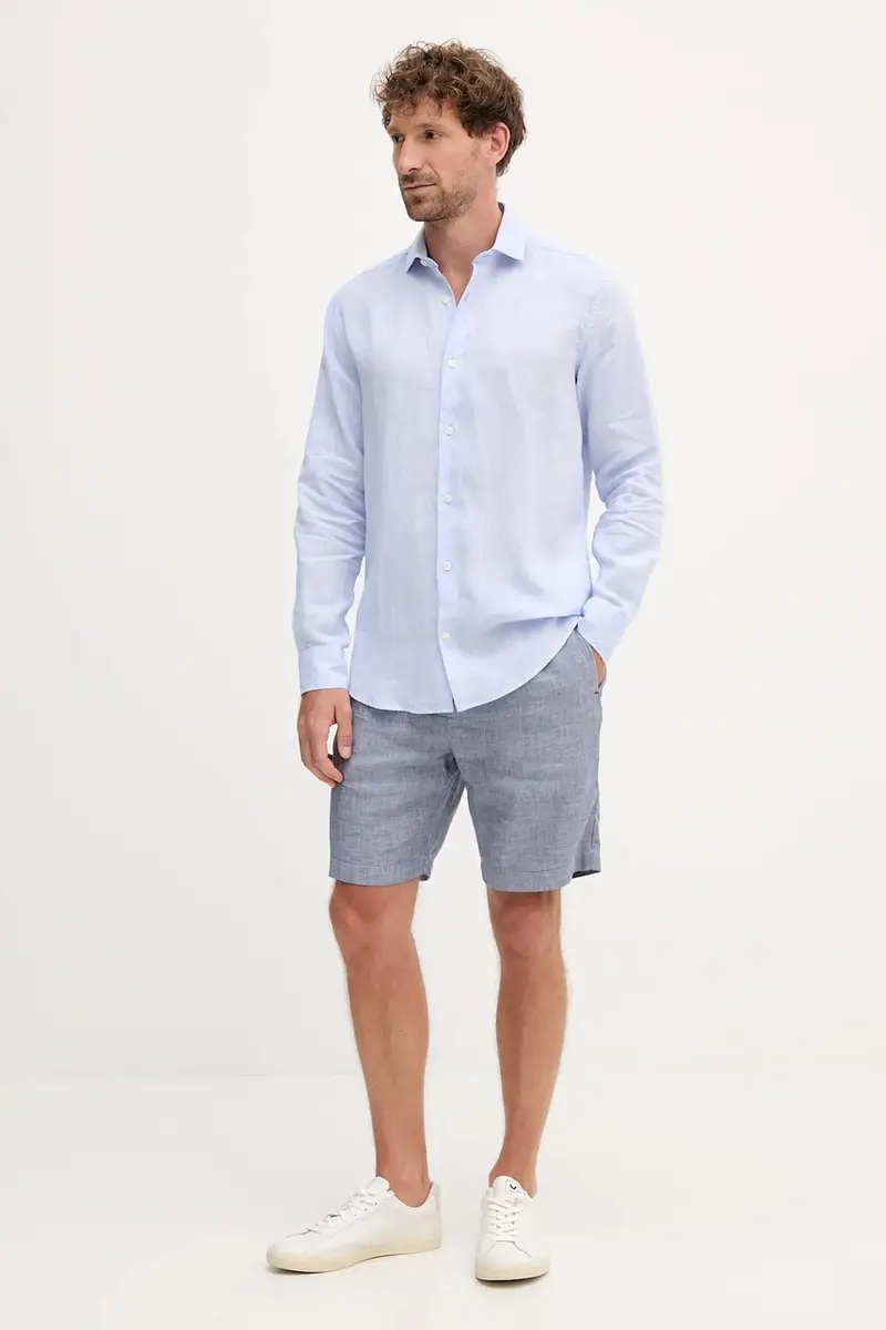 camicia di lino uomo colore blu 1060.05 miniatura 2