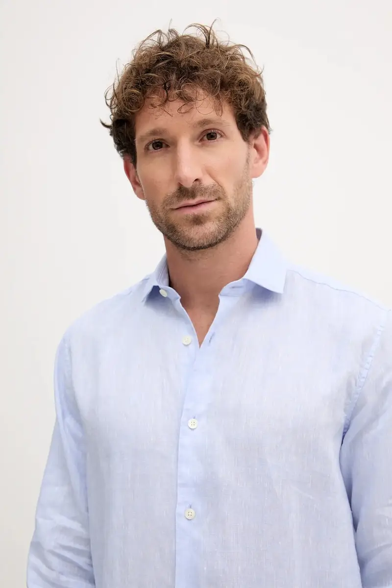 camicia di lino uomo colore blu 1060.05 miniatura 4