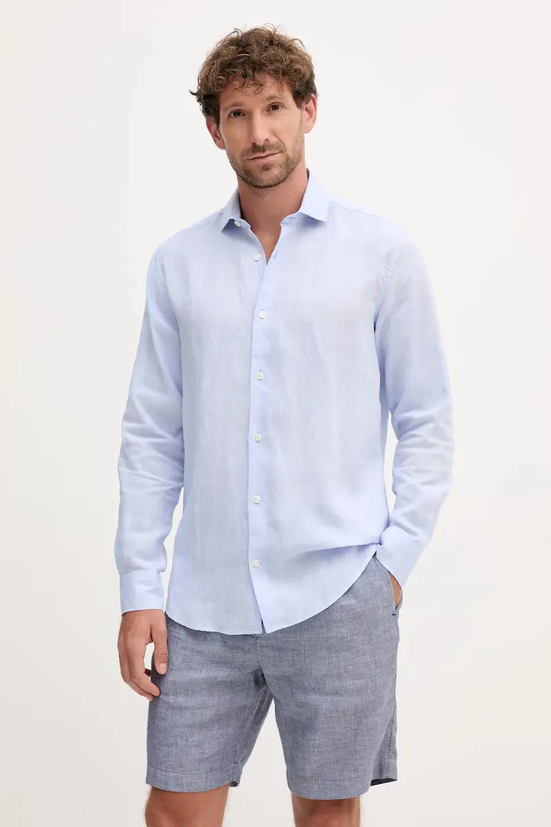 camicia di lino uomo colore blu 1060.05