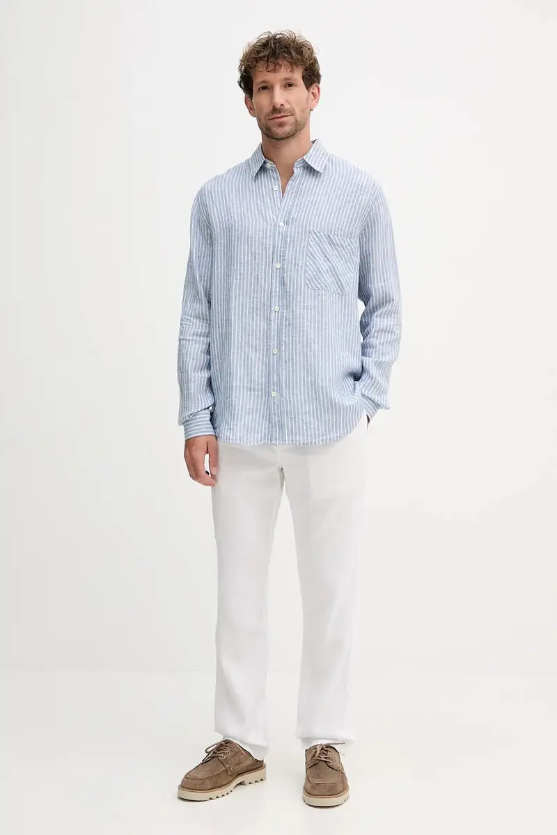 camicia di lino uomo colore blu 2589.683 miniatura 2