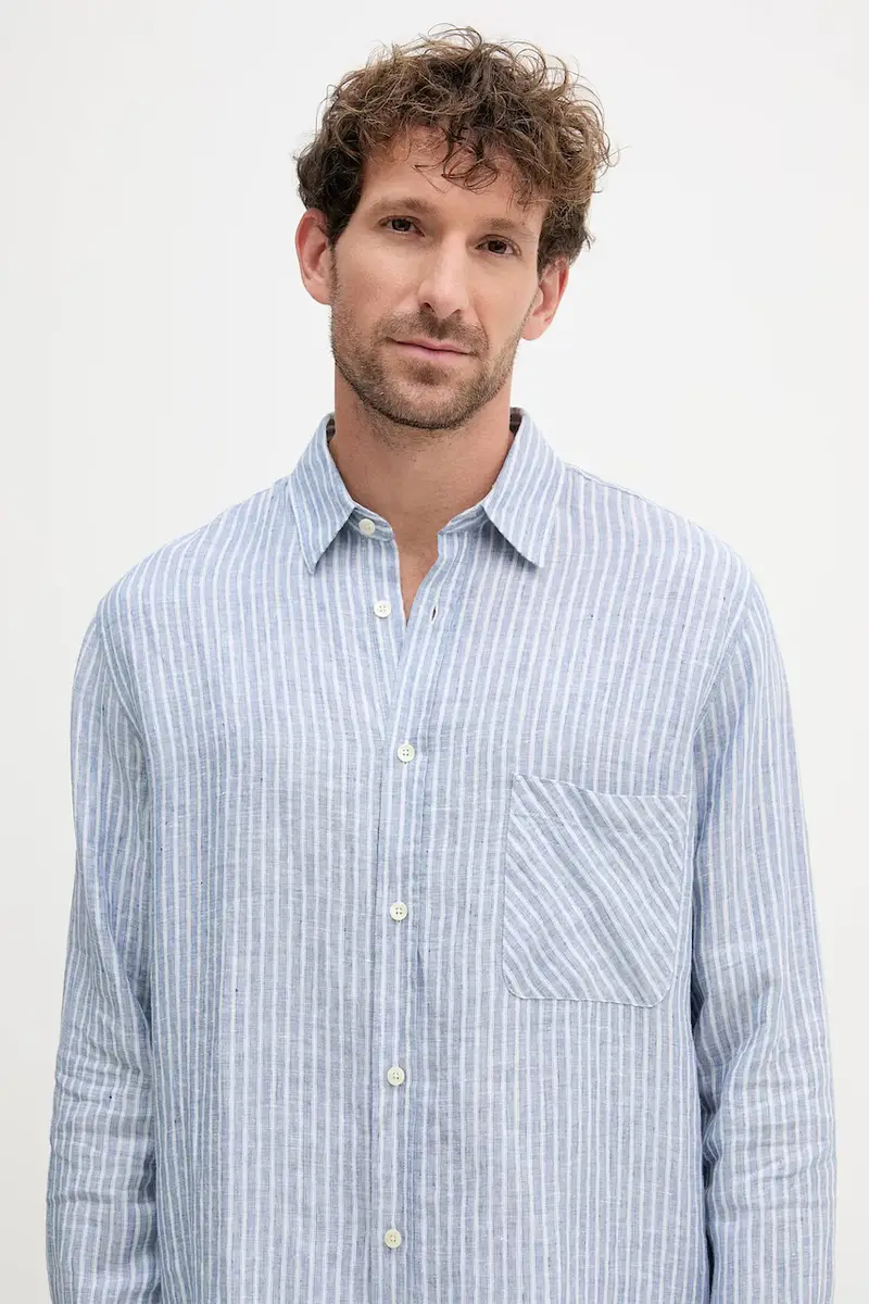 camicia di lino uomo colore blu 2589.683 miniatura 4