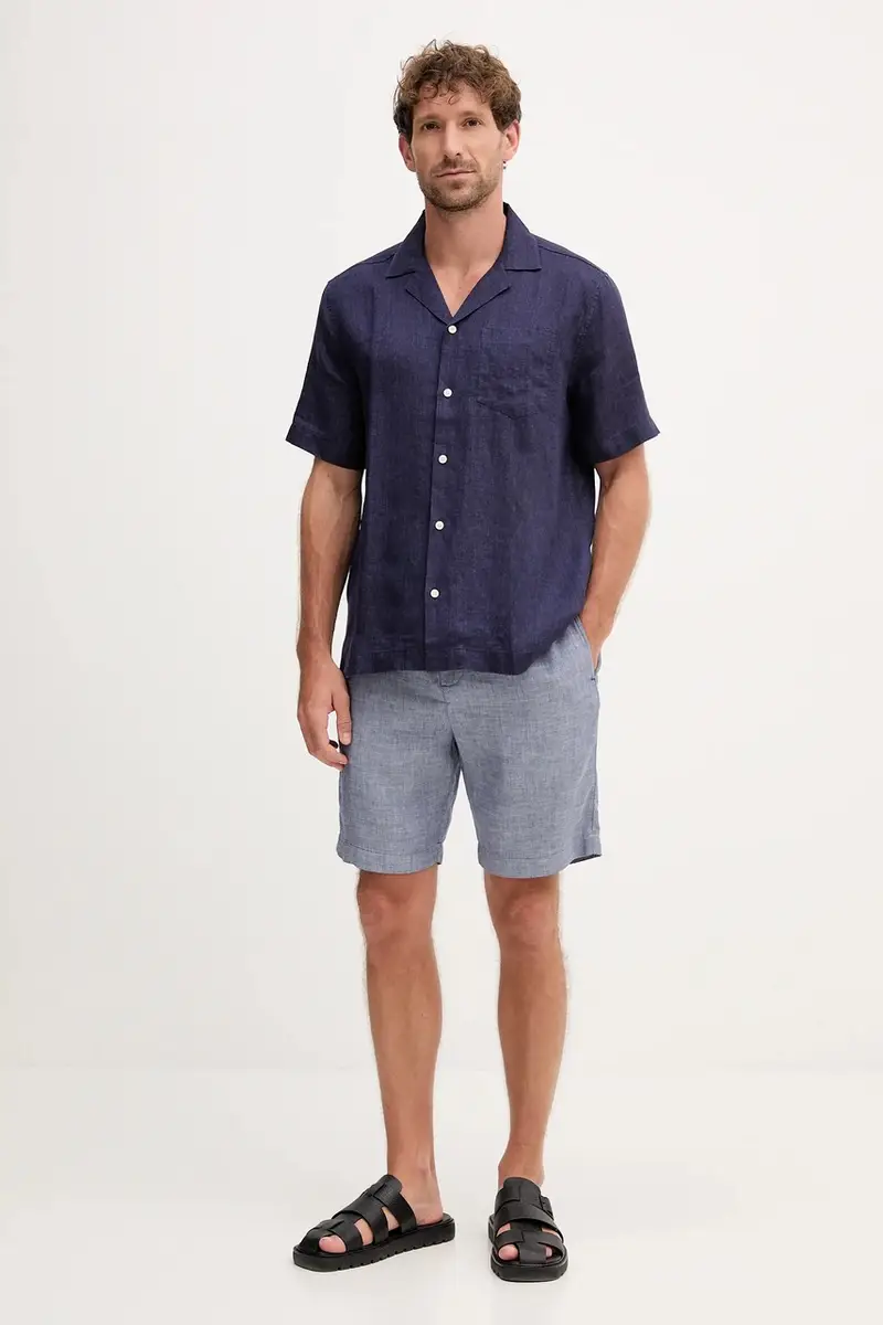 camicia di lino uomo colore blu navy 2029.18 miniatura 2