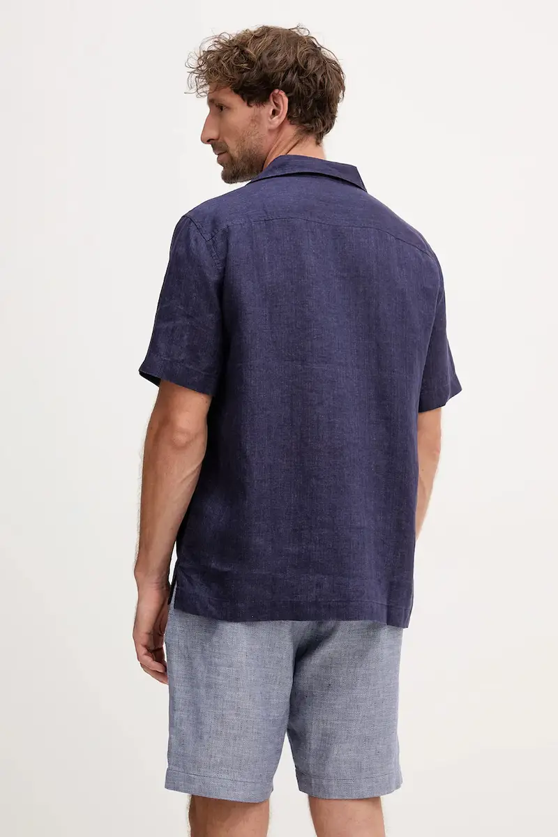 camicia di lino uomo colore blu navy 2029.18 miniatura 3