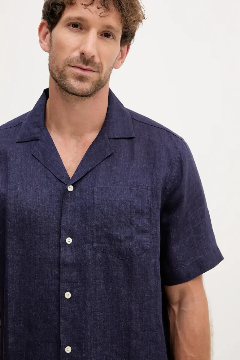 camicia di lino uomo colore blu navy 2029.18 miniatura 4