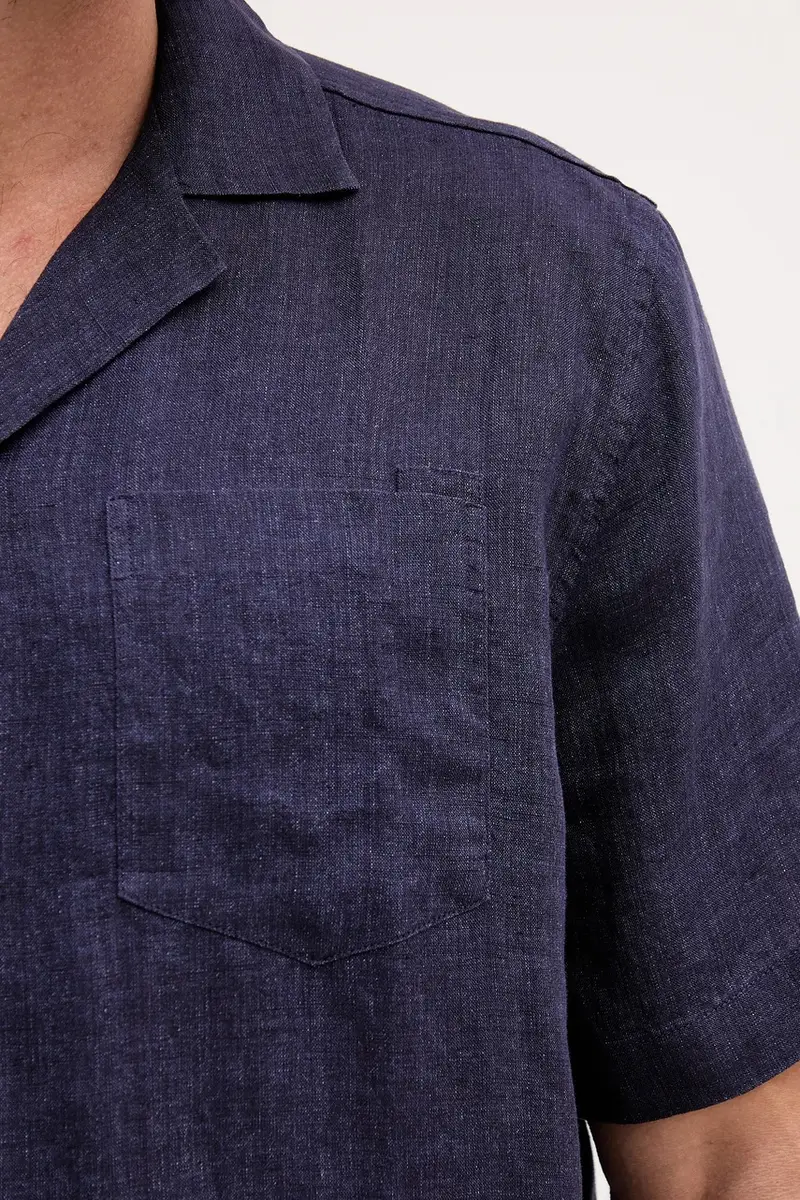 camicia di lino uomo colore blu navy 2029.18 miniatura 5