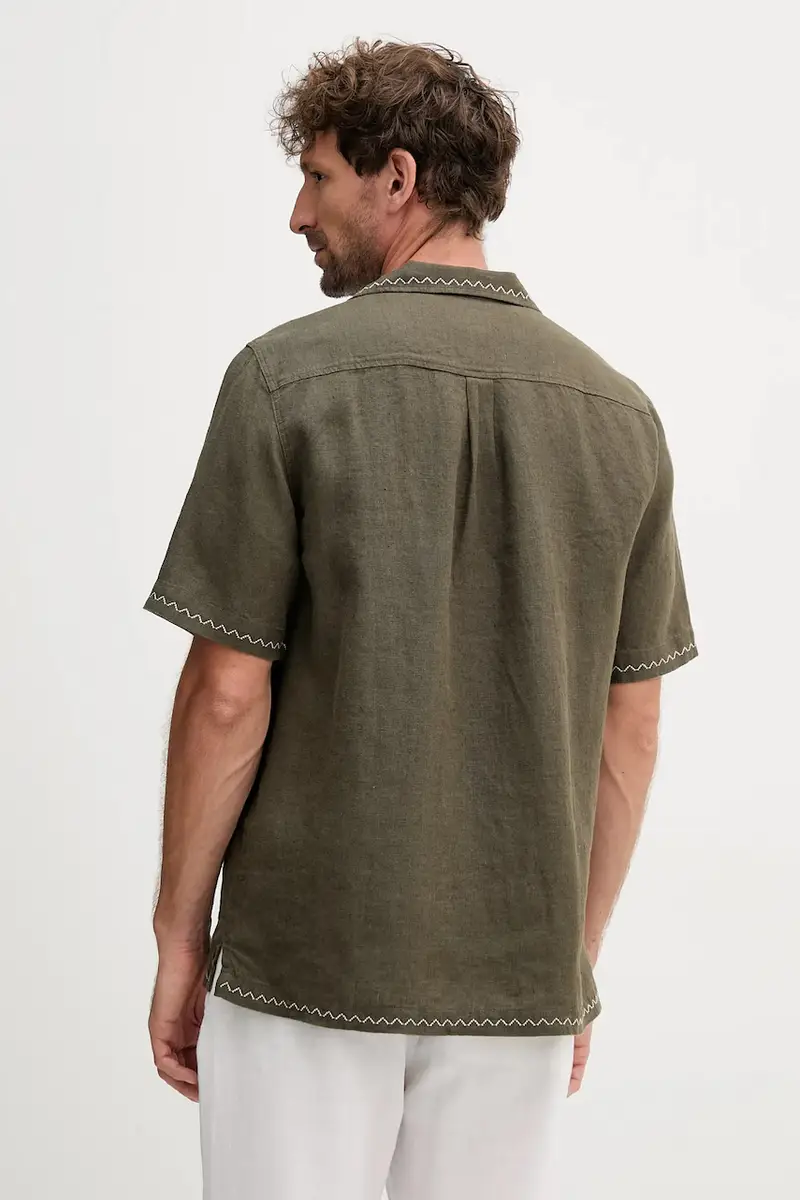 camicia di lino uomo colore verde 2588.842 miniatura 3