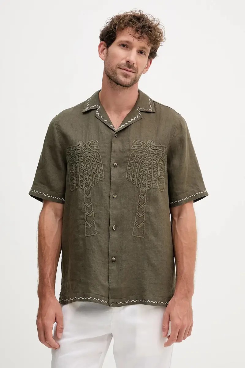 camicia di lino uomo colore verde 2588.842