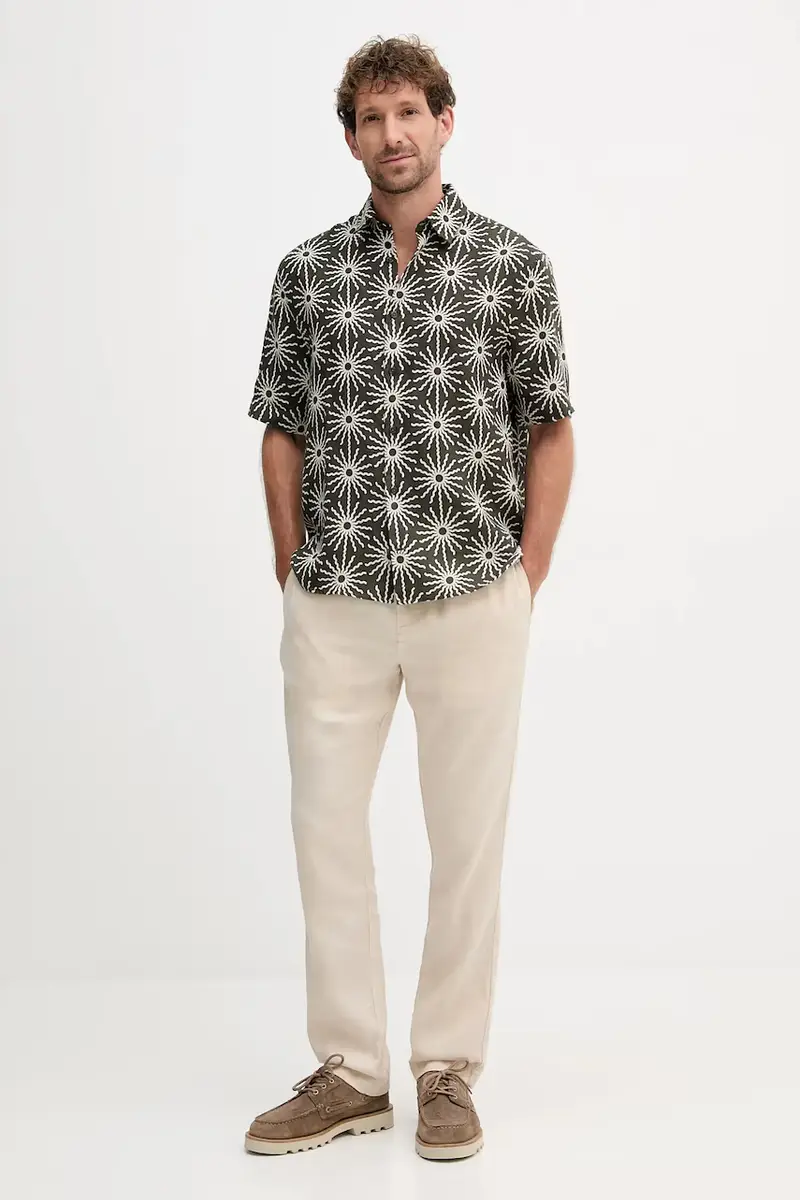 camicia di lino uomo colore verde 2592.840 miniatura 2