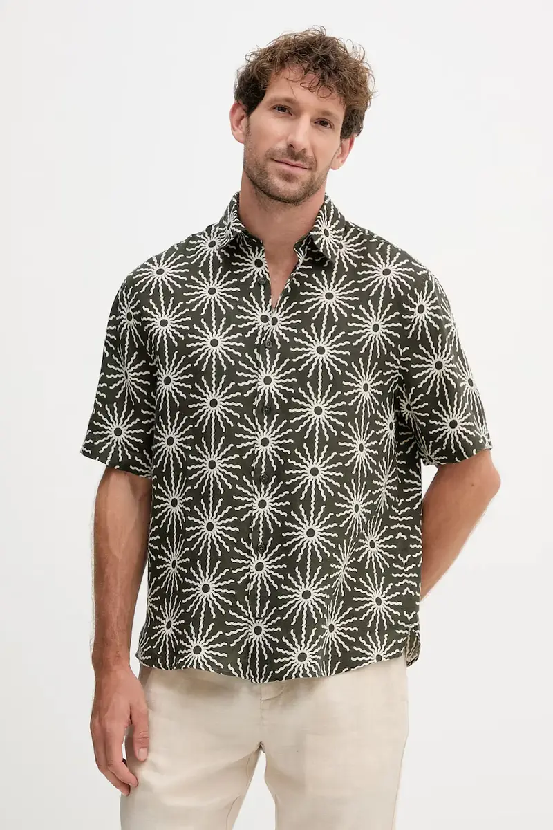 camicia di lino uomo colore verde 2592.840