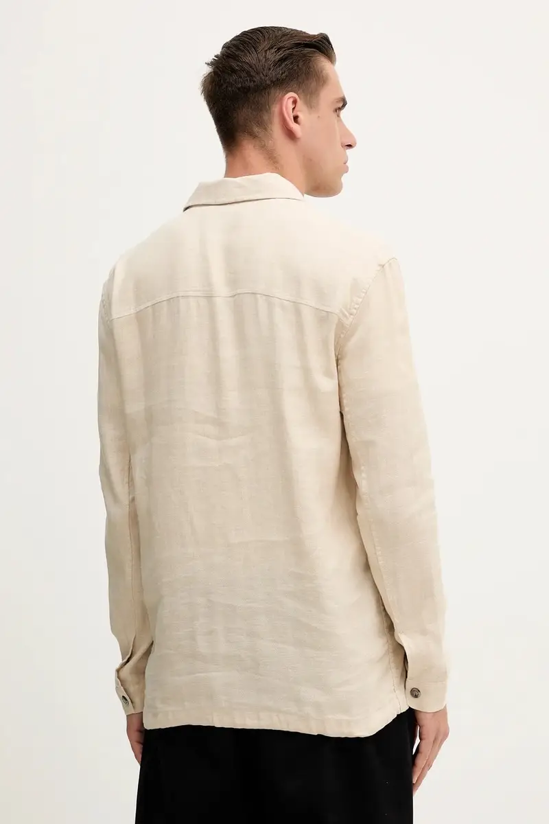 giacca in lino colore beige miniatura 3