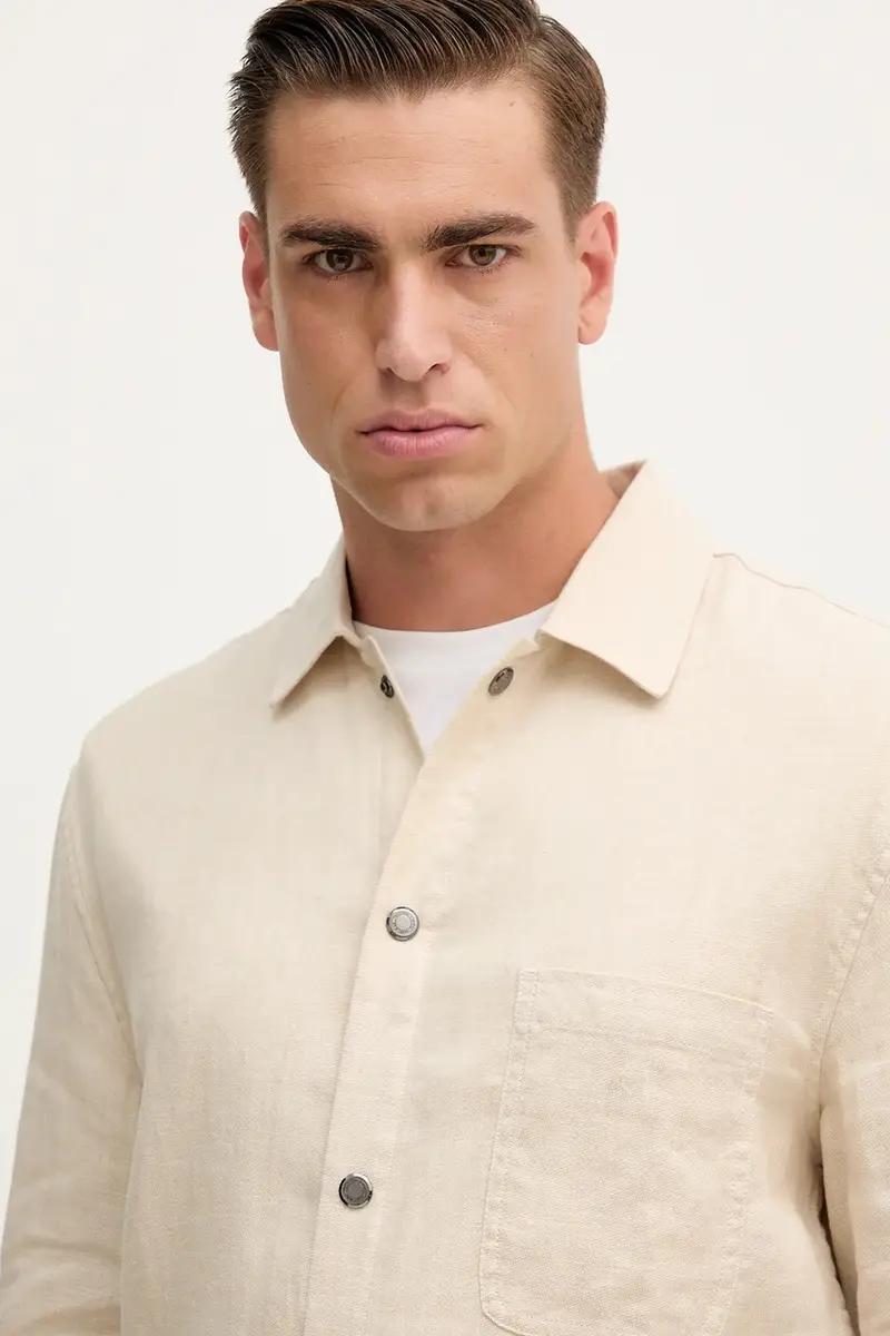 giacca in lino colore beige miniatura 4