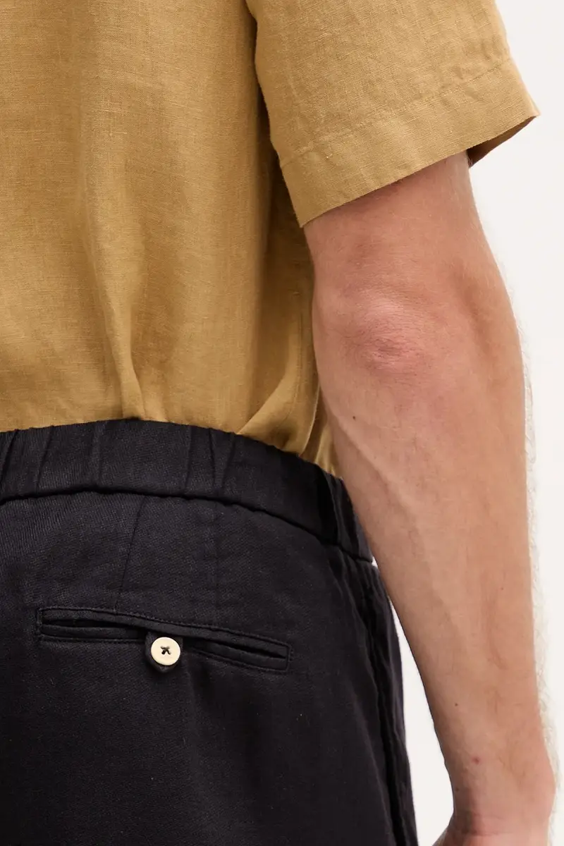 pantaloncini in lino uomo colore nero 1241.02 miniatura 4